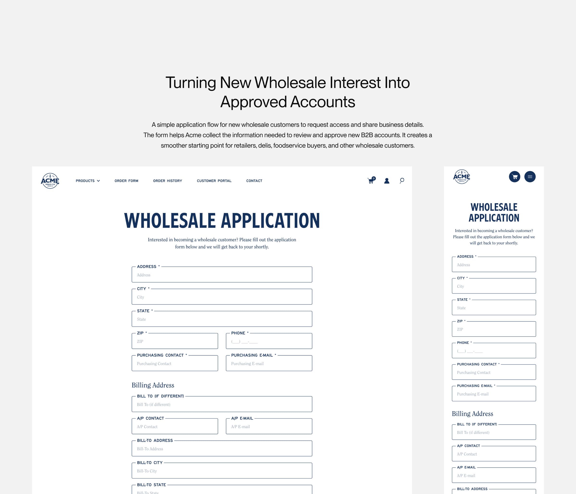 Acme wholesale application: Turning New Wholesale Interest Into Approved Accounts